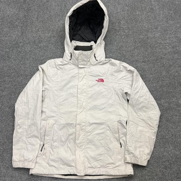 The North Face Jacket Womens Medium White HyVent Hooded Waterproof Rain Coat - Picture 1 of 15